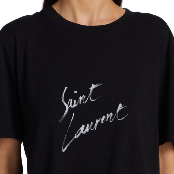 🛑 SOLD 🛑 SAINT LAURENT COTTON TEE WITH FRONT LOGO GRAPHIC - Picture 4 of 6